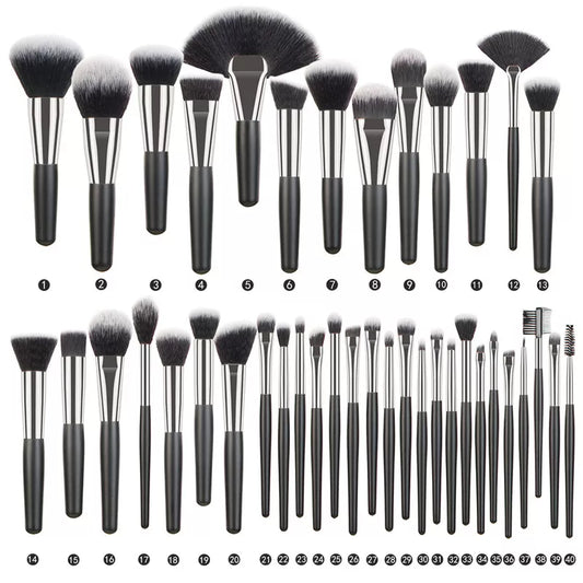 5-40pcs Luxury Black Professional Makeup Brush Set Big Powder Makeup Brushes