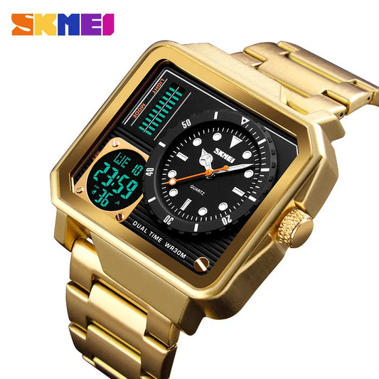 SKMEI Men Digital Electronic Watch Stainless Steel Strap Watches Day Date Display Personality Alarm Watchs Relogio Masculino