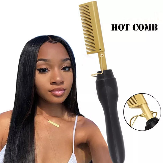 2 in 1  Electric Hot Heating Comb Hair Straightener