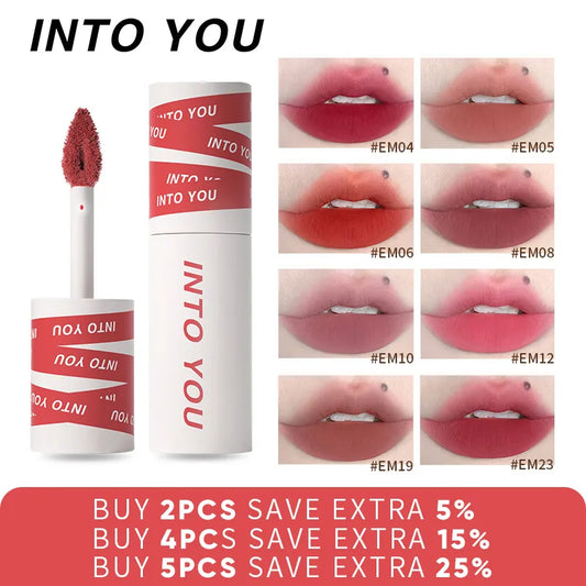 INTO YOU Lip Gloss Women Makeup Matte Velvet Lipstick Waterproof Long Lasting Red Lip Tint Lip Glaze Cosmetics 27 Colors
