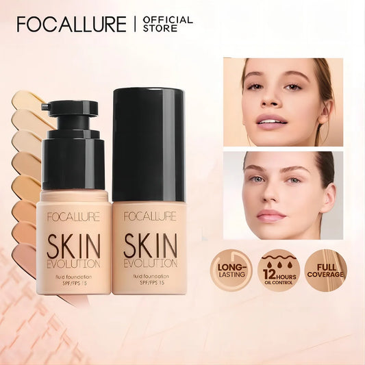 FOCALLURE Waterproof Matte Face Liquid Foundation Full Coverage Concealer Whitening Face Makeup Base Cream Cosmetics for Women
