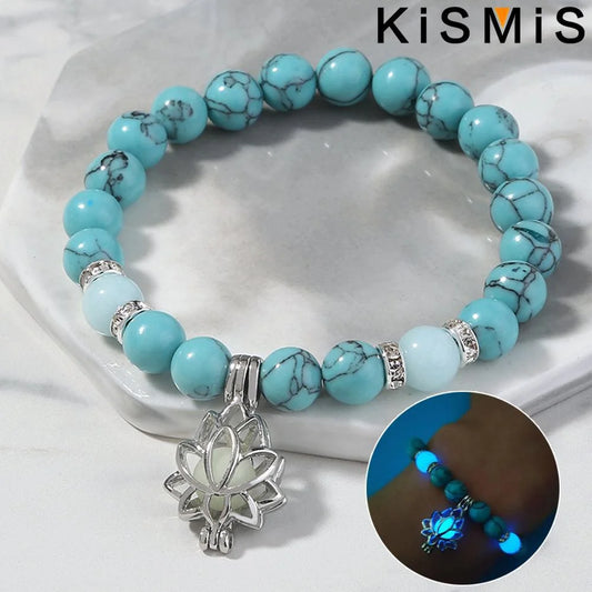 KISMIS 1PC Natural Stone Bracelet Luminous Bracelet Charm Bead Bracelet for Men and Women  Bracelets Chakra Healing Bracelet