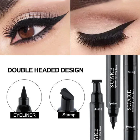 2 In1 Stamp Liquid Eyeliner Pencil Water Proof Fast Dry Double