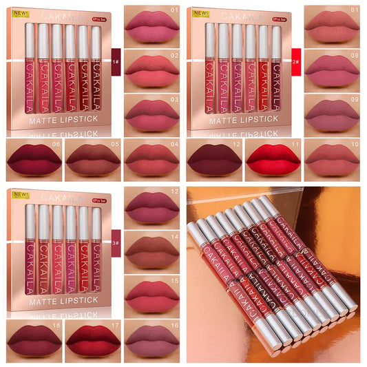 6Pcs Set Of Boxes Velvet Matte Lipstick Lasting Non-stick Liquid