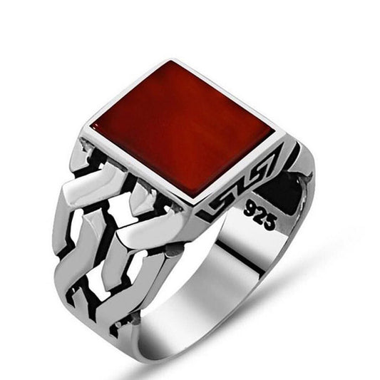 Wish AliExpress New Red Glass Stone Ring European And American Fashion Retro Men&#039;s And Women&#039;s Rings Ebay Hot Wholesale
