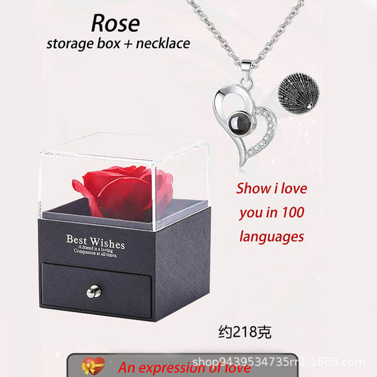 Valentine&#039;s Day Gift Acrylic Necklace Rose Drawer Gift Box Girlfriend Gift Soap Flower Jewelry Box